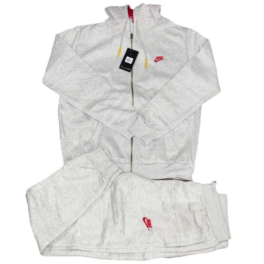 Nike Tech Fleece Set Mens Full Zip Hoodie Jogger Pants 2-piece Set. Large-Gray